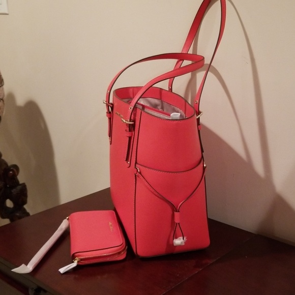 Michael Kors Leather Sea Coral Tote and Wristlet - Picture 4 of 5